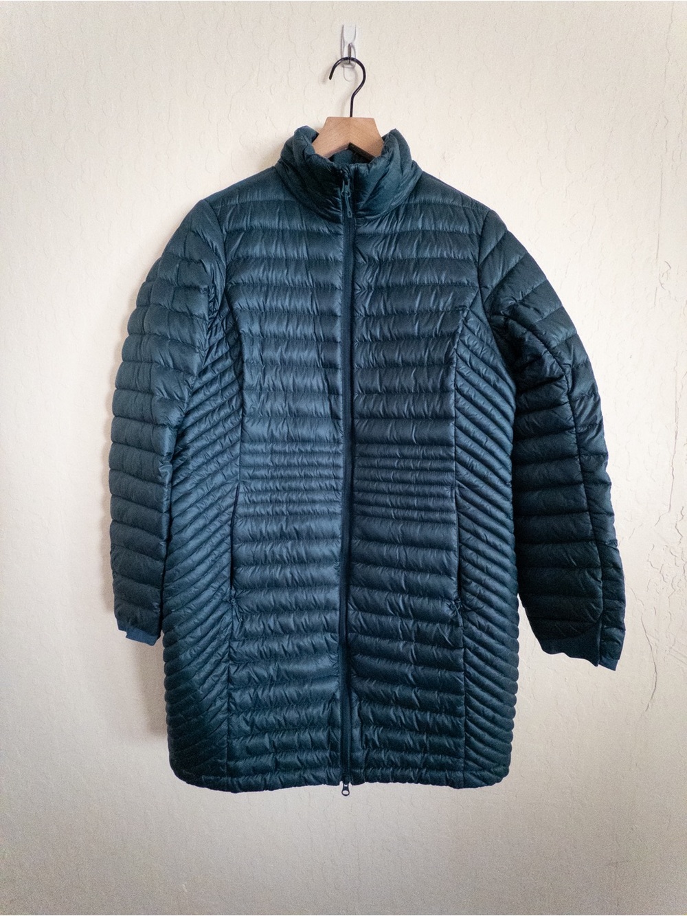 Duluth Trading Co Down Right Longline Puffer Jacket Coat Medium Teal Outdoor